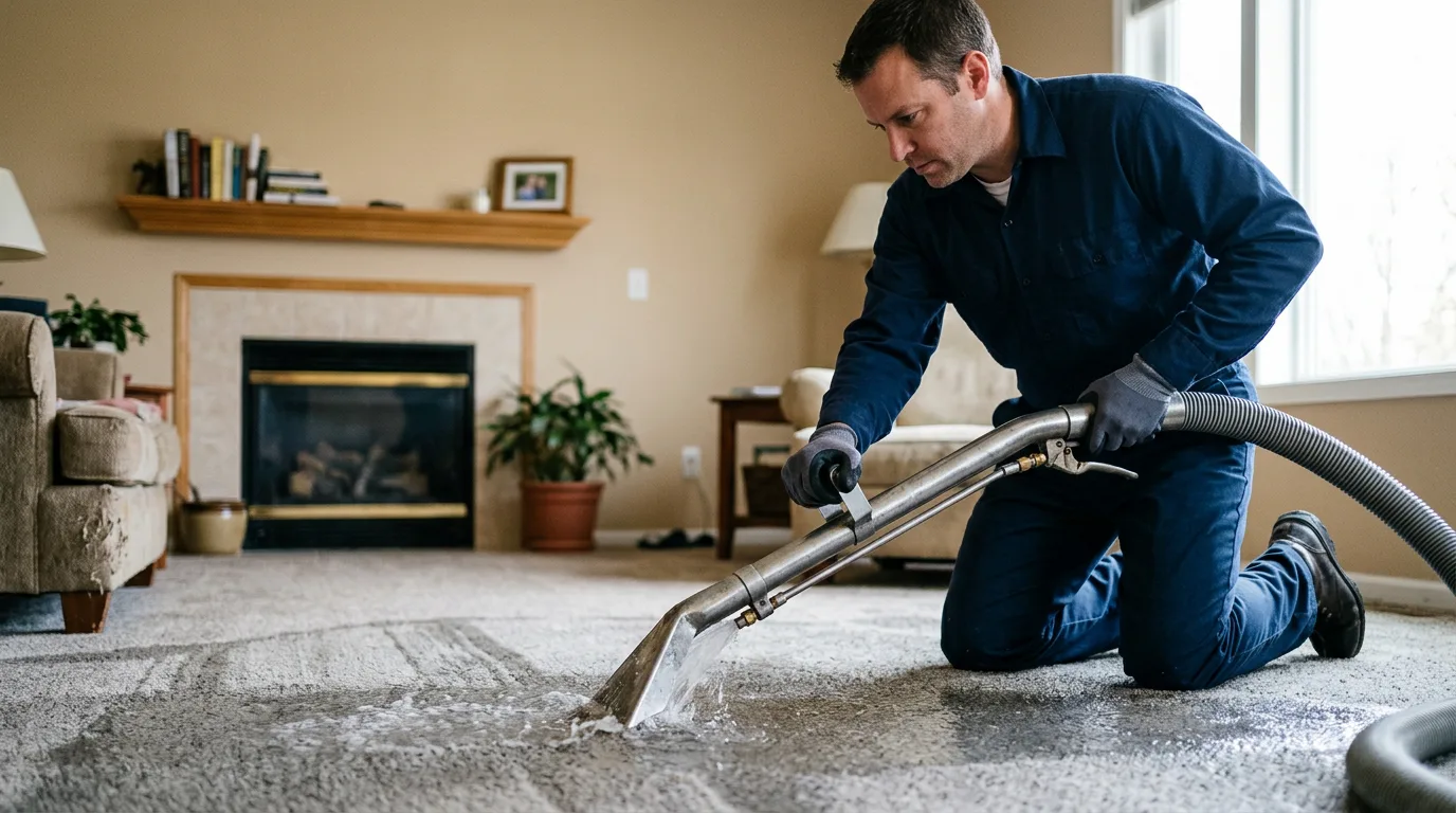 Water damage restoration technician working near Frankfort, NY